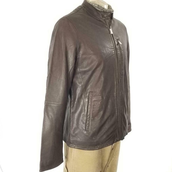 John Varvatos Soft and Luxurious Genuine Sheep Leather Racer Jacket Dk Brown-szL - Picture 6 of 15